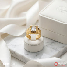 Square Shape white Stone with Diamond Artisanal Design Gold Plated ring RG-244