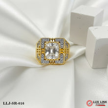 Wihte Stone with Rhodium Finely Detailed Design Gold Plated Ring for Men - SR - 016