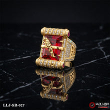 Gold Plated Red Stone With Jquar Diamond Popular Design Ring For SR- 027