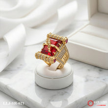 Gold Plated Red Stone With Jquar Diamond Popular Design Ring For SR- 027