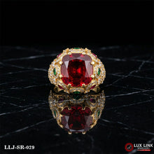 Gold Plated Red Stone With Diamond Funky Design Ring For Men SR- 029